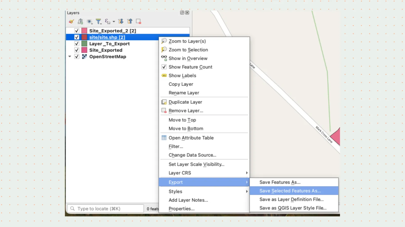 QGIS export menu