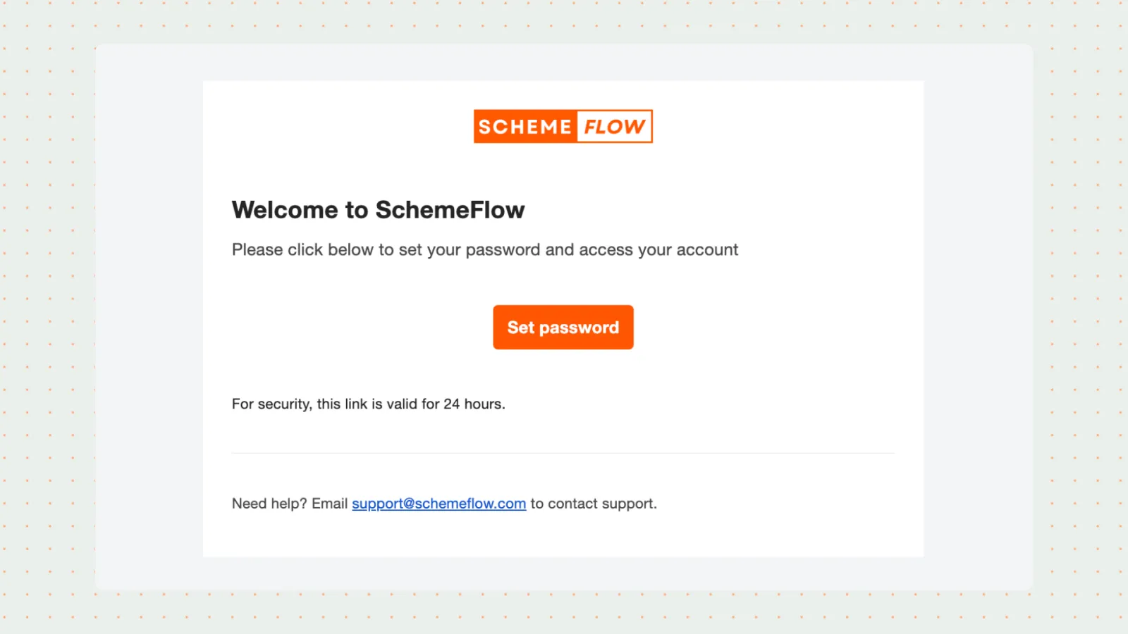 Example SchemeFlow onboarding email