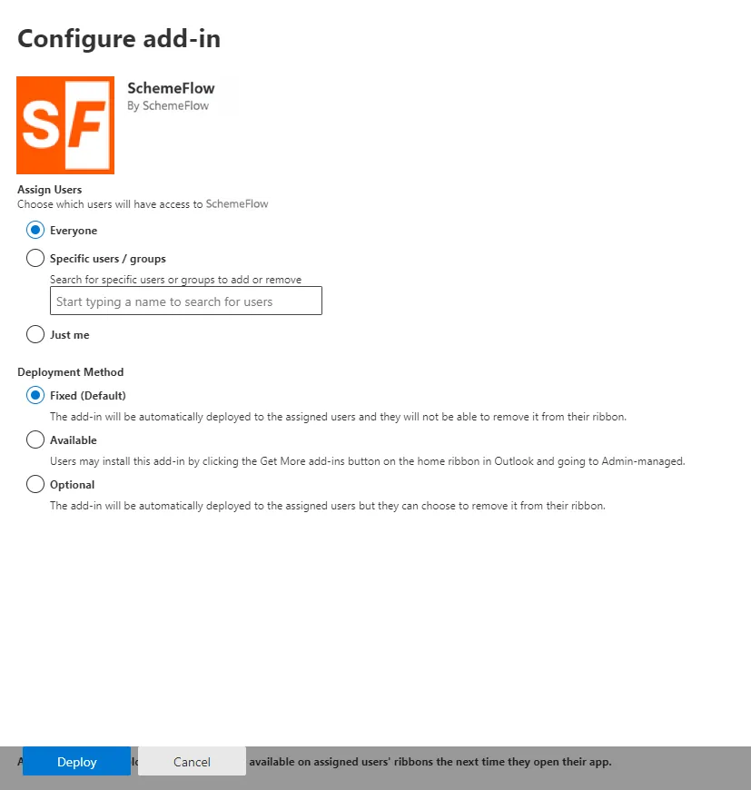Adding the SchemeFlow add-in from the Store