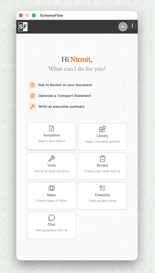 Templates page